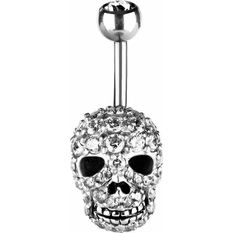 Piercing nombril skull Swarovski blanc