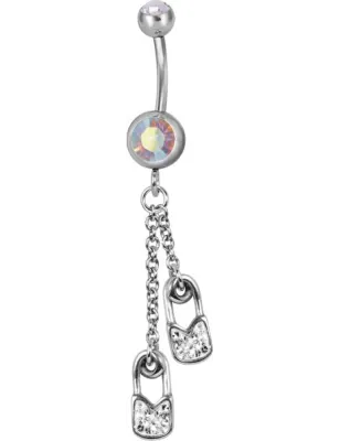 Piercing nombril Swarovski épingle à nourrice aurore boréale