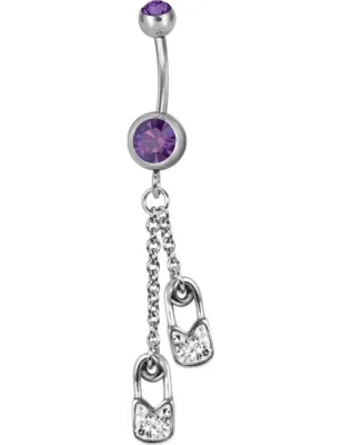 Piercing nombril Swarovski épingle à nourrice violet
