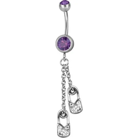 Piercing nombril Swarovski épingle à nourrice violet
