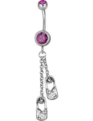 Piercing nombril Swarovski épingle à nourrice fuchsia