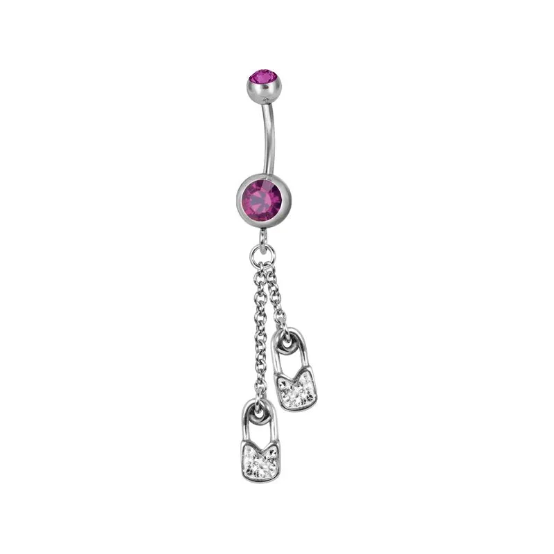 Piercing nombril Swarovski épingle à nourrice fuchsia