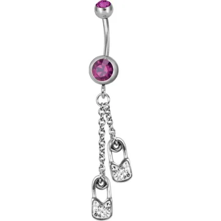 Piercing nombril Swarovski épingle à nourrice fuchsia
