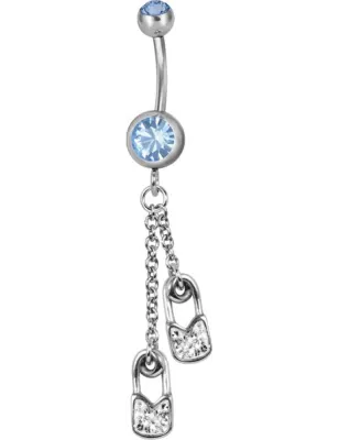 Piercing nombril Swarovski épingle à nourrice bleu clair