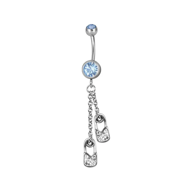 Piercing nombril Swarovski épingle à nourrice bleu clair