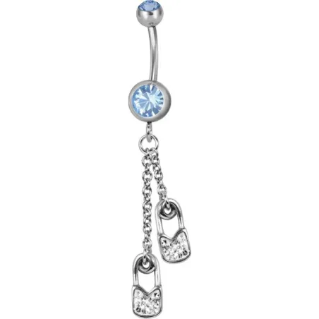 Piercing nombril Swarovski épingle à nourrice bleu clair
