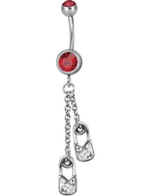 Piercing nombril Swarovski épingle à nourrice rouge