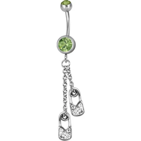 Piercing nombril Swarovski épingle à nourrice vert