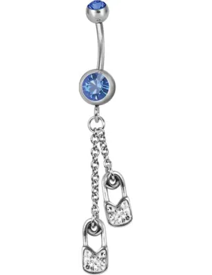 Piercing nombril Swarovski épingle à nourrice bleu