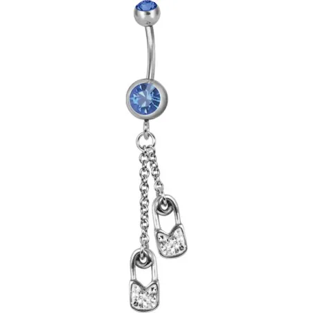 Piercing nombril Swarovski épingle à nourrice bleu