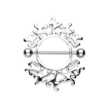 Piercing Téton Bouclier Flamme Tribale - Bijou Piercing Téton