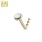 Piercing nez Or jaune 14 carats opale blanche dome tige en L