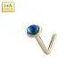 Piercing nez Or jaune 14 carats opale émeraude dome tige en L