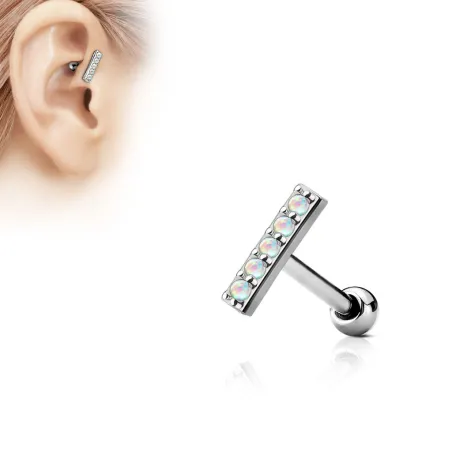 Piercing oreille cartilage barre 5 opales blanches