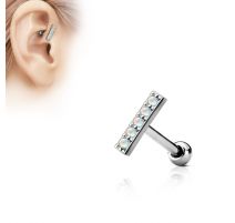 Piercing oreille cartilage barre 5 opales blanches
