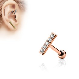 Piercing oreille cartilage barre plaqué or rose