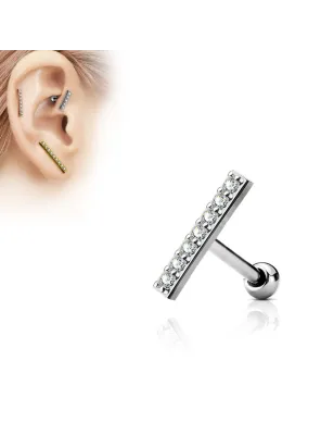 Piercing oreille cartilage longue barre argentée