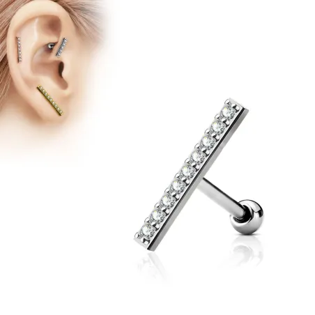 Piercing oreille cartilage barre argentée 9 strass