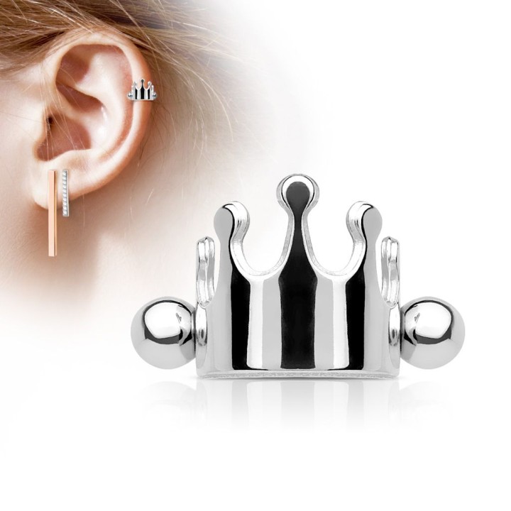 Piercing Oreille Helix Cartilage Manchette Couronne Argentée