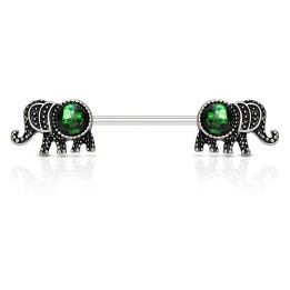 Piercing téton éléphant opale vert