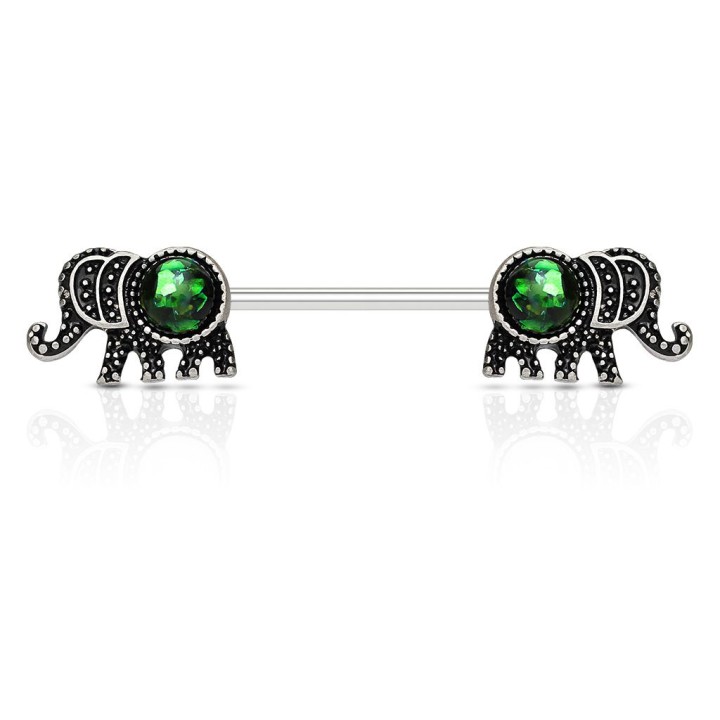 Piercing téton éléphant opale vert