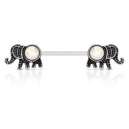 Piercing téton éléphant opale blanc