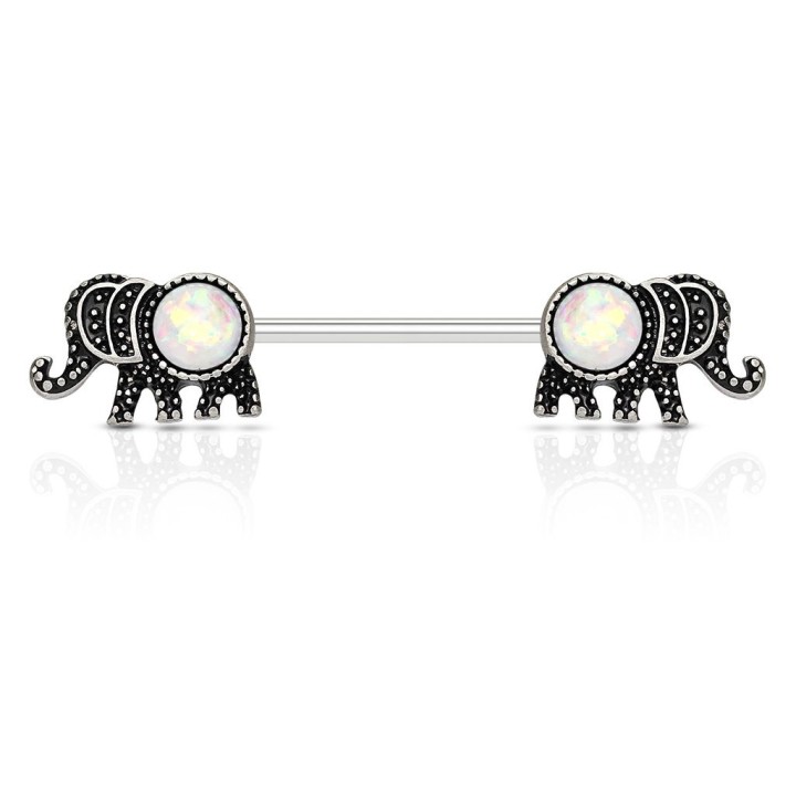 Piercing téton éléphant opale blanc