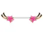 Piercing téton étoiles filantes or rose opales roses