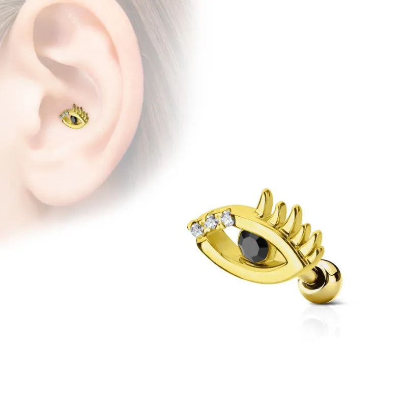 Piercing oreille cartilage oeil omniscient plaqué or