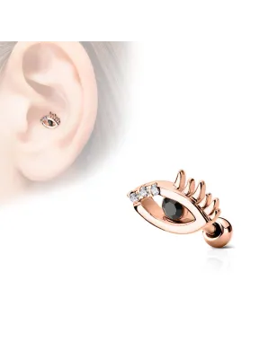 Piercing oreille cartilage oeil omniscient plaqué or rose