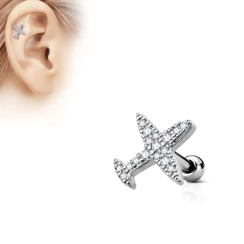 Piercing oreille cartilage avion strass