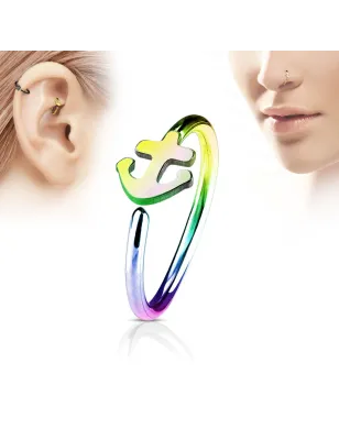 Piercing nez anneau ancre marine multicolore