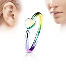 Piercing nez anneau coeur multicolore