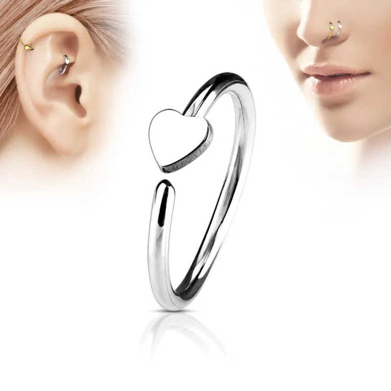 Piercing oreille nez anneau coeur argenté Piercing oreille nez anneau coeur argenté