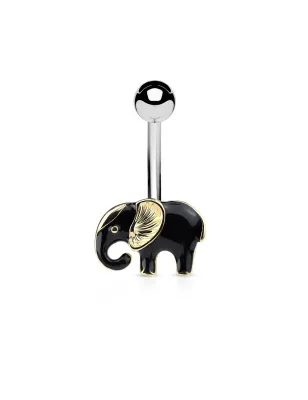 Piercing nombril éléphant noir et doré