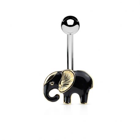 Piercing nombril éléphant noir et doré