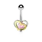 Piercing nombril double coeur pierre rose