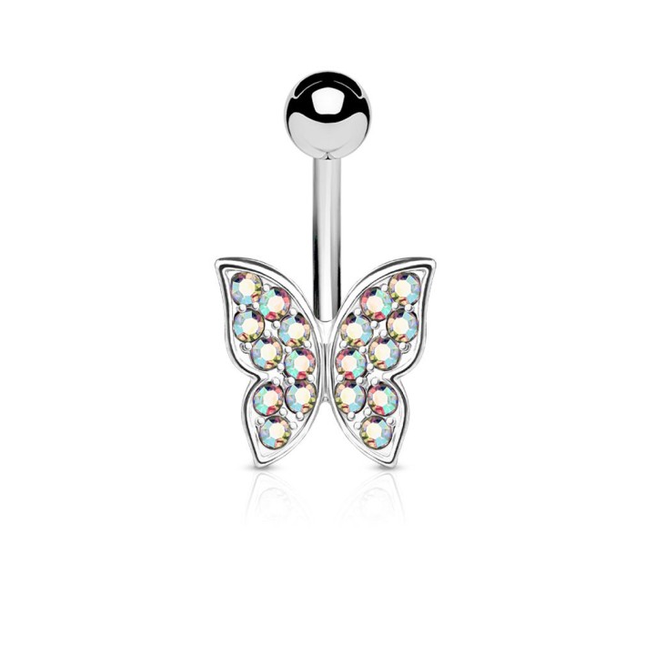 Piercing nombril papillon srass aurore boréale