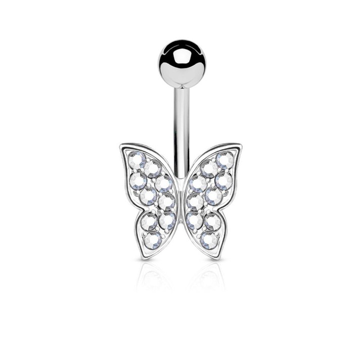 Piercing nombril papillon srass blanc