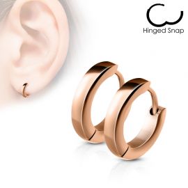 Paire Boucles d'oreille anneaux acier or rose