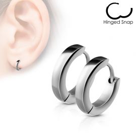 Paire Boucles d'oreille anneaux acier argenté