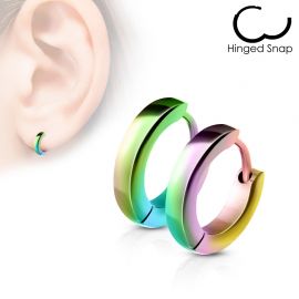 Paire Boucles d'oreille anneaux acier multicolore