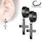 Paire Boucles d'oreille Anneaux Croix noir Paire Boucles d'oreille Anneaux Croix noir