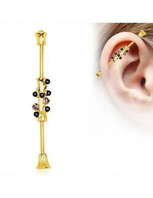 Piercing industriel plaqué or arbre féérique