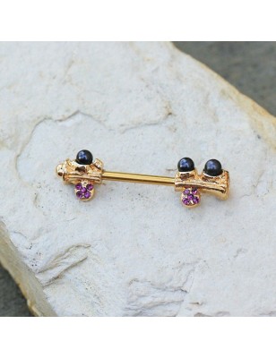 Piercing téton plaqué or arbre féérique