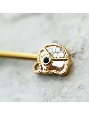 Piercing téton plaqué or têtes d'éléphants