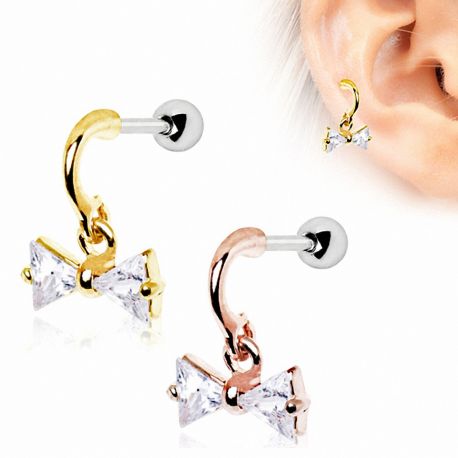 Piercing cartilage oreille plaqué or noeud