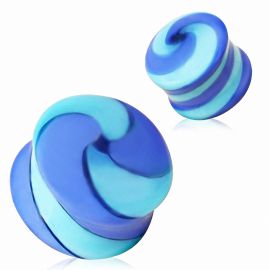 Piercing plug verre bleu tourbillonant