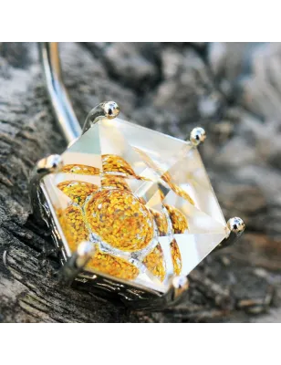 Piercing nombril fleur dorée en verre