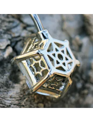 Piercing nombril fleur dorée en verre